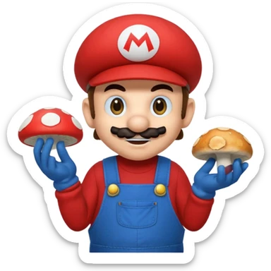 Super Mario che fa la spesa e si mangia un fungo sticker