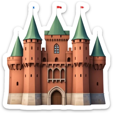 Cinematic Realistic Malbork Castle Landmark Emoji, depicted as an imposing medieval fortress rendered with rich detail and dramatic, historic lighting. sticker