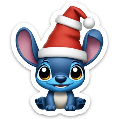stitch wearing a christmas cap sticker