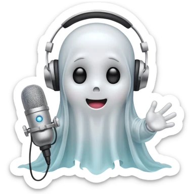 Cute Ghost doing a podcast sticker