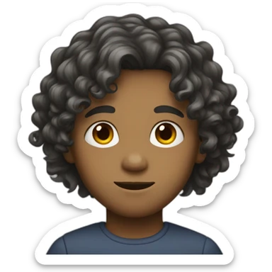 boy with long wavy hair, either tied or not tied sticker