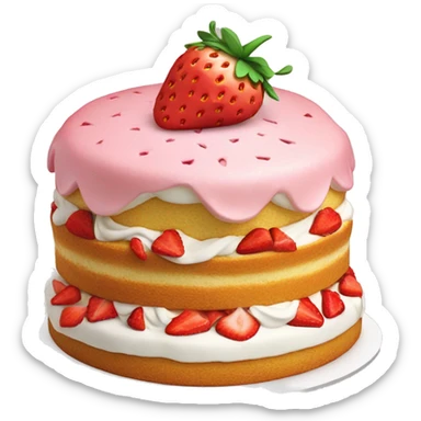 Strawberry shortcake sitting on a cake sticker