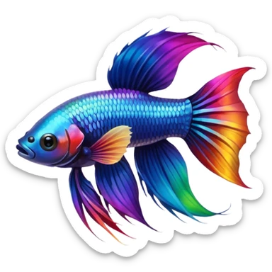 Pretty iridescent long fin betta fish realistic rainbow colors sticker