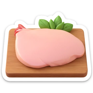 raw chicken breast on a wooden cutting board sticker