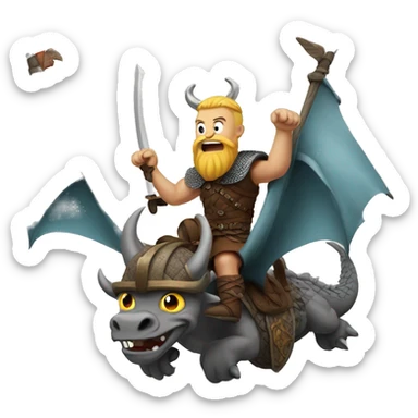 Viking on a flying dragon sticker