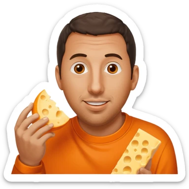 Adam Sandler eating a cheese ball sticker