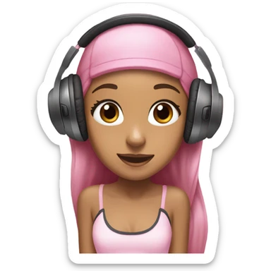 Ariana grande wearing headphones and pink 27C Nikes  sticker