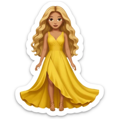 Beyonce with long golden blonde hair, yellow outfit sticker