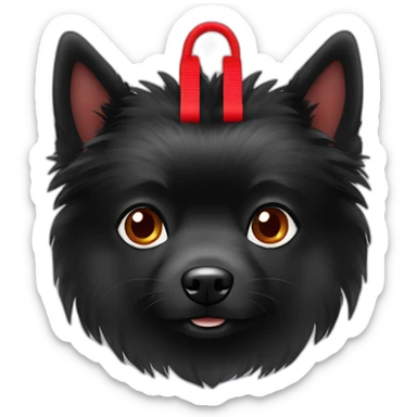 Black Spitz with red harness sticker