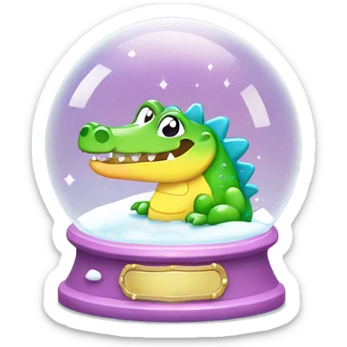 Kawaii rainbow pastel bedazzled crocodile in an under the sea snow globe  sticker