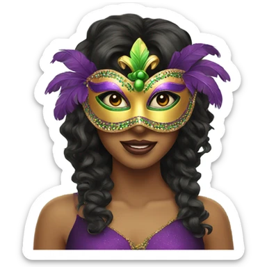 mardi gras girl mask sticker