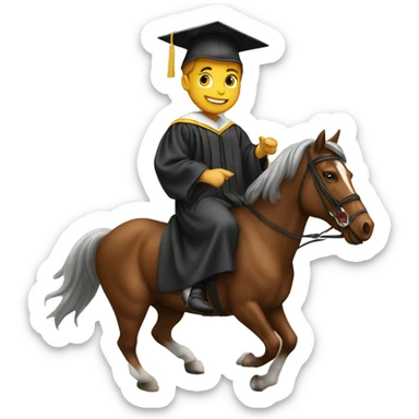 Graduation guy riding horse sticker