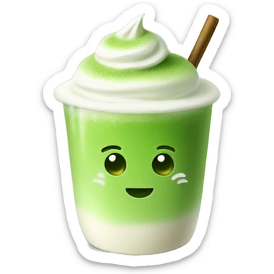 Matcha latte with ice sticker