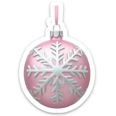 Light Pink Christmas ornament with silver snowflakes  sticker