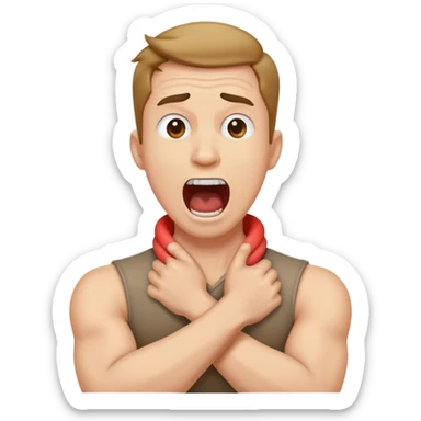 arms crossed holding neck screaming guy  sticker