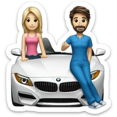 BMW z4 azul con dos personas dentro sticker