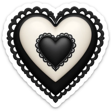 white goth heart with black gothic lace, ornate sticker