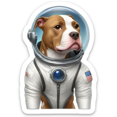 Pitbull dog wearing an astronaut suit. sticker