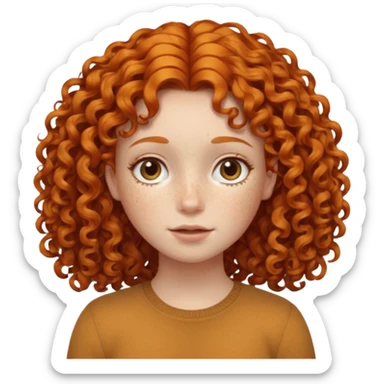 A ginger girl with curly hair in this style 👩🏼‍🦱 just the head no body sticker