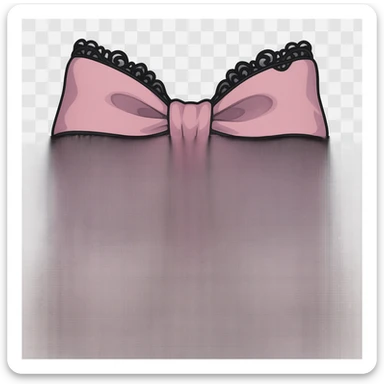 pink gothic bow with black lace trim and heart charm, remove background sticker