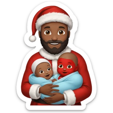 black Santa holding baby  sticker