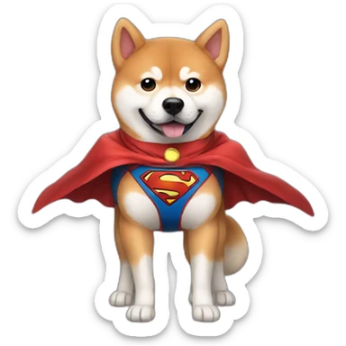 Shiba in a Superman costume  sticker