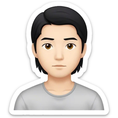 young asian men with long hair to his shoulders sticker