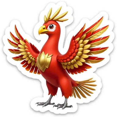 Pokemon red and green legendary Ho-Oh sticker