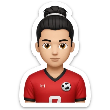 a pretty male bratz footballer. black hair tied in a manbun. light brown skin sticker