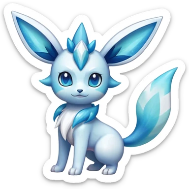 Shiny Cool Sparkly Cute Ethereal Glaceon-Sylveon-Vaporeon-Fakemon-hybrid-fusion- full body sticker