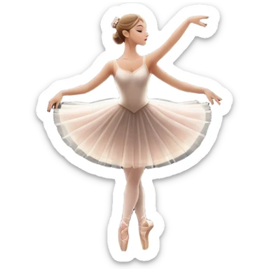 Icon for Ballet: silhouette of a ballerina in an elegant pose on a theater stage, surrounded by spotlight and stage lights. The icon should convey the grace and beauty of ballet, with focus on the dancer and the dramatic lighting. Transparent background. sticker