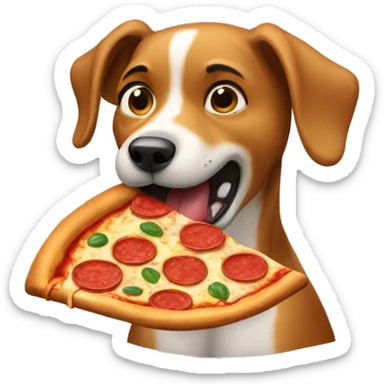 dog eating a pizza sticker