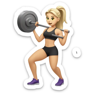 fitness white girl and barbell with discs sticker