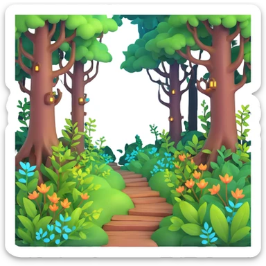 enchanted forest with glowing plants and magical atmosphere sticker