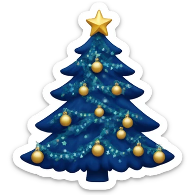 navy blue decorated christmas tree sticker