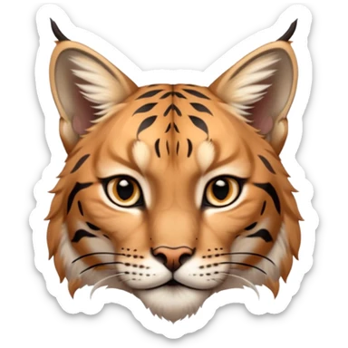 A high-resolution photo-realistic digital illustration of a majestic lynx, chest upward A high-resolution, photo-realistic digital illustration of a majestic young Eurasian lynx, shown from the shoulder upwards with tiger markings sticker