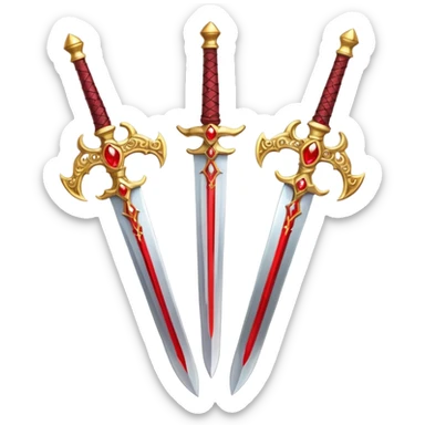 Two Golden royal swords with red gems sticker