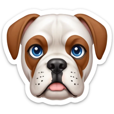 White boxer face with brown/blue eyes sticker