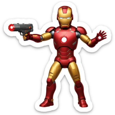 Ironman standing up shooting a laser towards me sticker