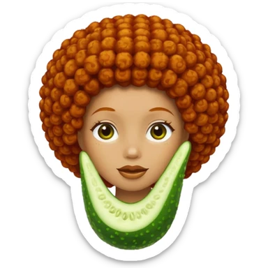 cucumber with redhead afro hair sticker