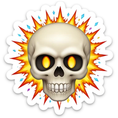 skull with cartoon explosion effect emoji style sticker