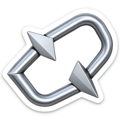 iOS emoji of a chain link morphing into a rightward arrow, conveying movement and guidance toward a goal, minimal and dynamic sticker