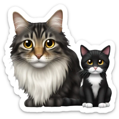 a long haired tabby cat and black cat sticker