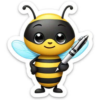 very cute busy bee with pen sticker