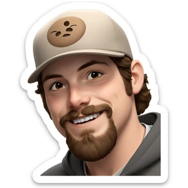 boy with mustache and cap sticker