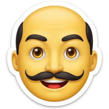 Create a Chinese smile emoji, the smile should contain an evil smile with a long Chinese like mustache sticker