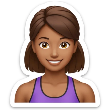 fitness girl, dark eyes, highlighted hair, brown skin sticker