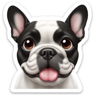 Black and white french bulldog with heart eyes sticker