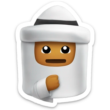 A￼ chicken nugget among us shaped and wearing a muslim hat and with a male Roblox face  sticker