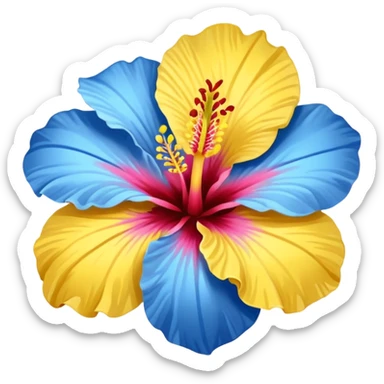 Pretty hibiscus with yellow and blue sticker